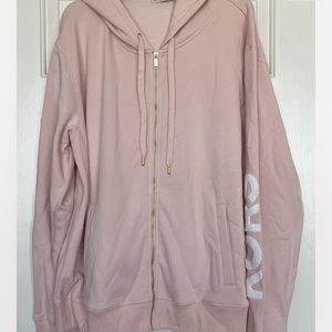 Michael Kors Powder Blush Pink Zip Up Hoodie